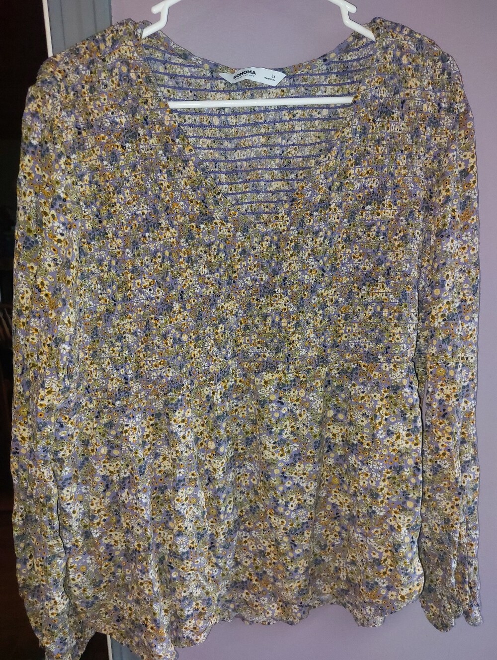 Sonoma 3x Floral V-Neck Long Sleeve Top